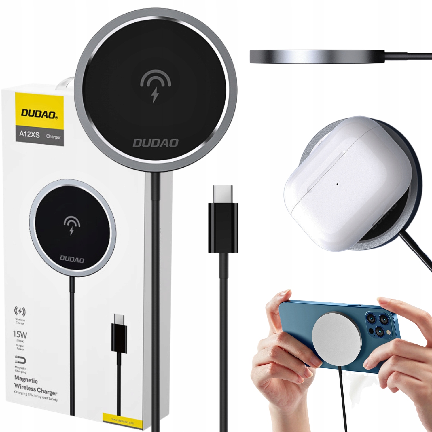 Ładowarka indukcyjna Dudao A12XS 15W kompatybilna z MagSafe – Nowoczesne rozwiązanie do ładowania