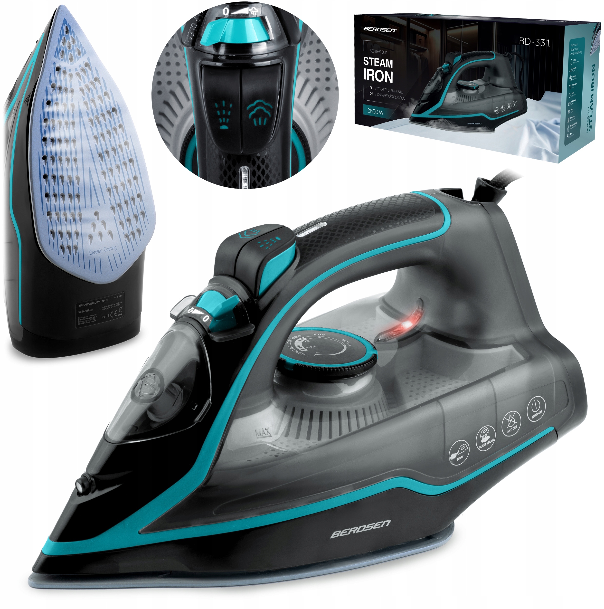 Żelazko parowe 2600W Berdsen BD-331 – Twoje niezawodne wsparcie w prasowaniu