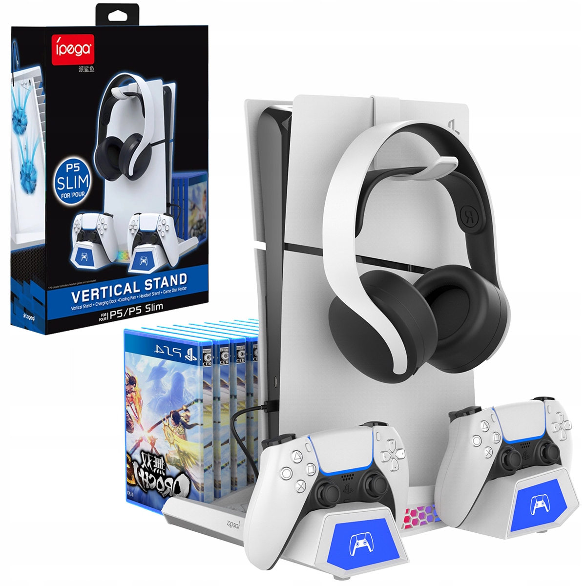 Ipega Wielofunkcyjna podstawka do konsoli PS5/PS5 Slim iPega PG-P5S023 – Idealne rozwiązanie dla graczy