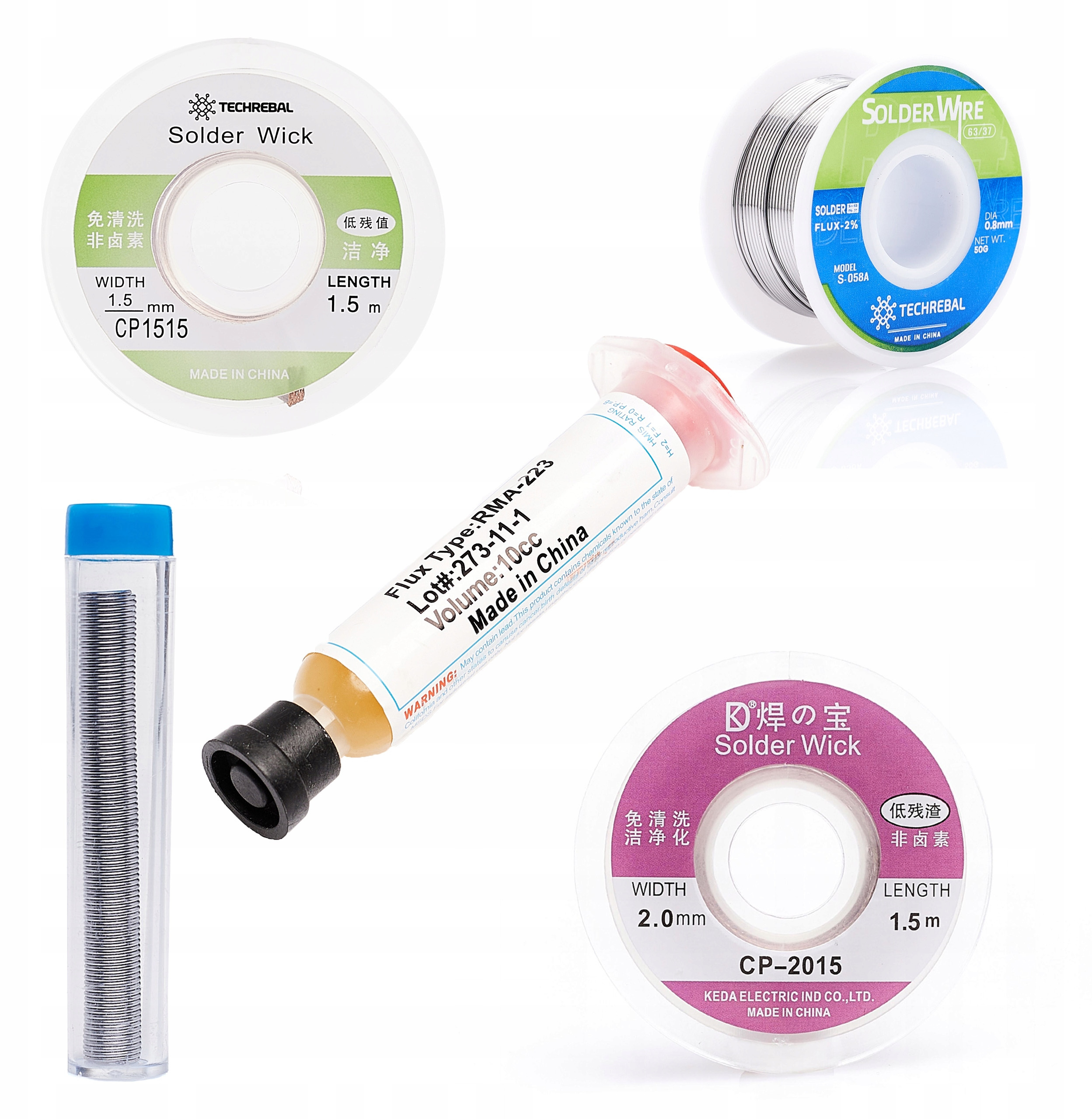 Zawartość zestawu: Topnik, cyna i plecionki