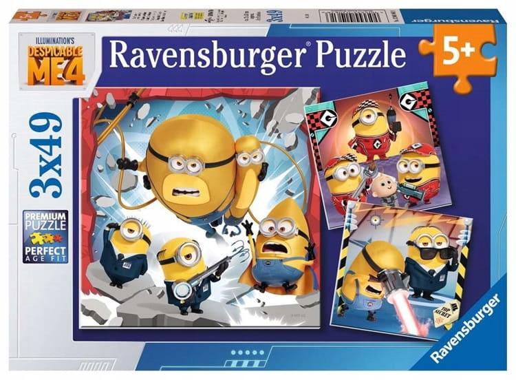 Ravensburger - Puzzle Minionki 3 x 49 el. – Radość z układania dla najmłodszych