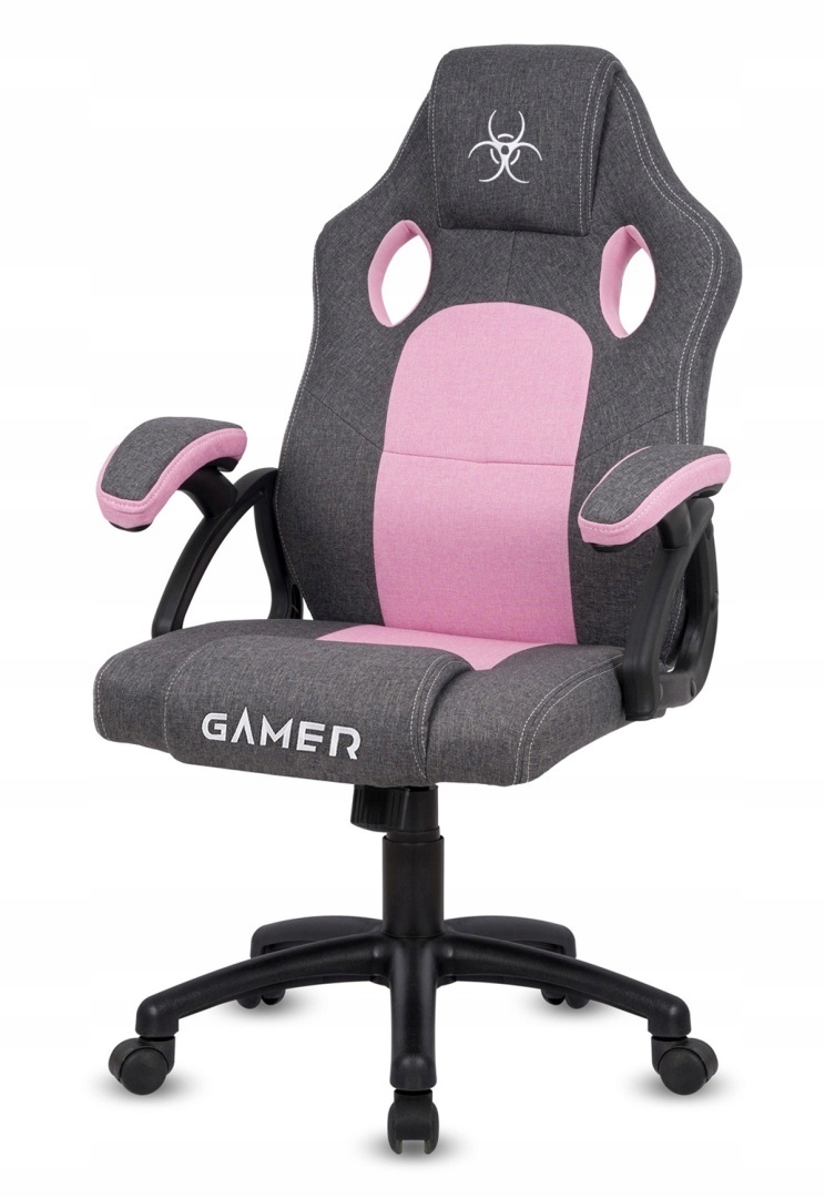 Fotel obrotowy do biurka CARRERA M STONE GREY + PINK FABRIC – Komfort i styl w Twoim biurze