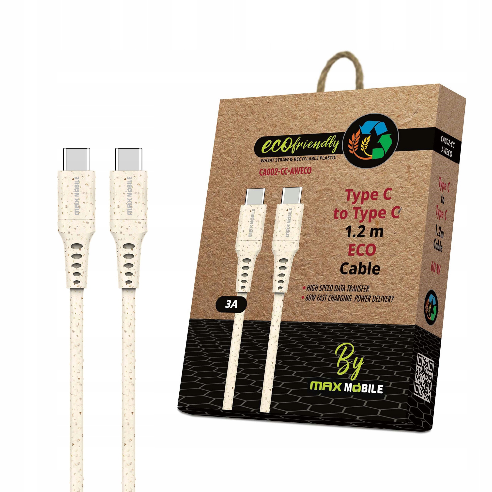 Kabel Max Mobile Eco* USB-C na USB-C 3A 1.2m