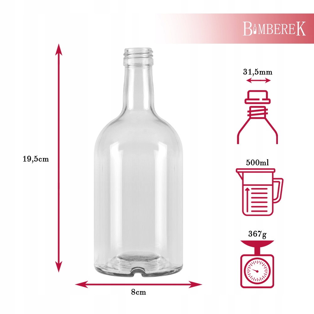 Butelka Szklana BLANKA 0,5l – Elegancka na Nalewki, Wino i Sok