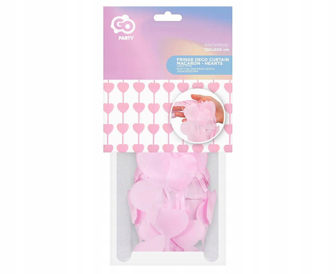 GoDan Kurtyna Macaron serca jasnoróżowa 100x200cm – Idealna dekoracja na każdą imprezę