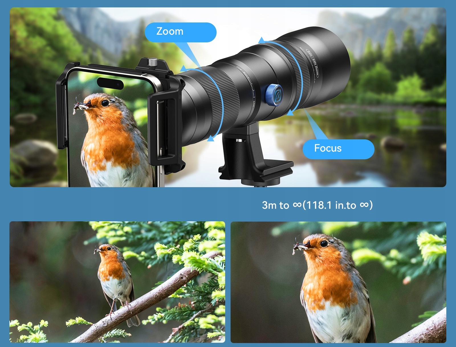 Regulowany pierścień ostrości dla pełnej kontroli