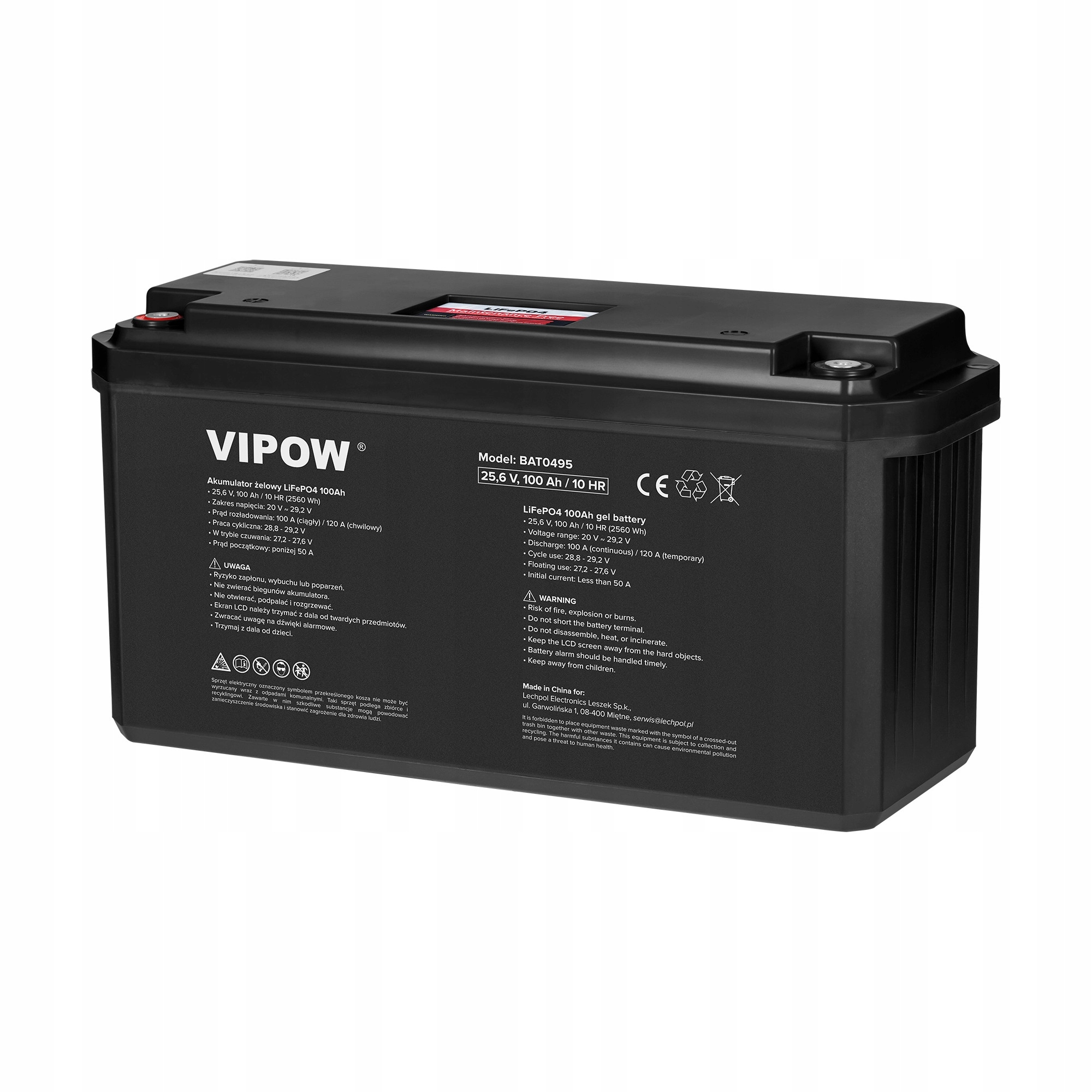 Akumulator LiFePO4 100Ah 25.6V z BMS – Wydajna energia dla Twojej firmy