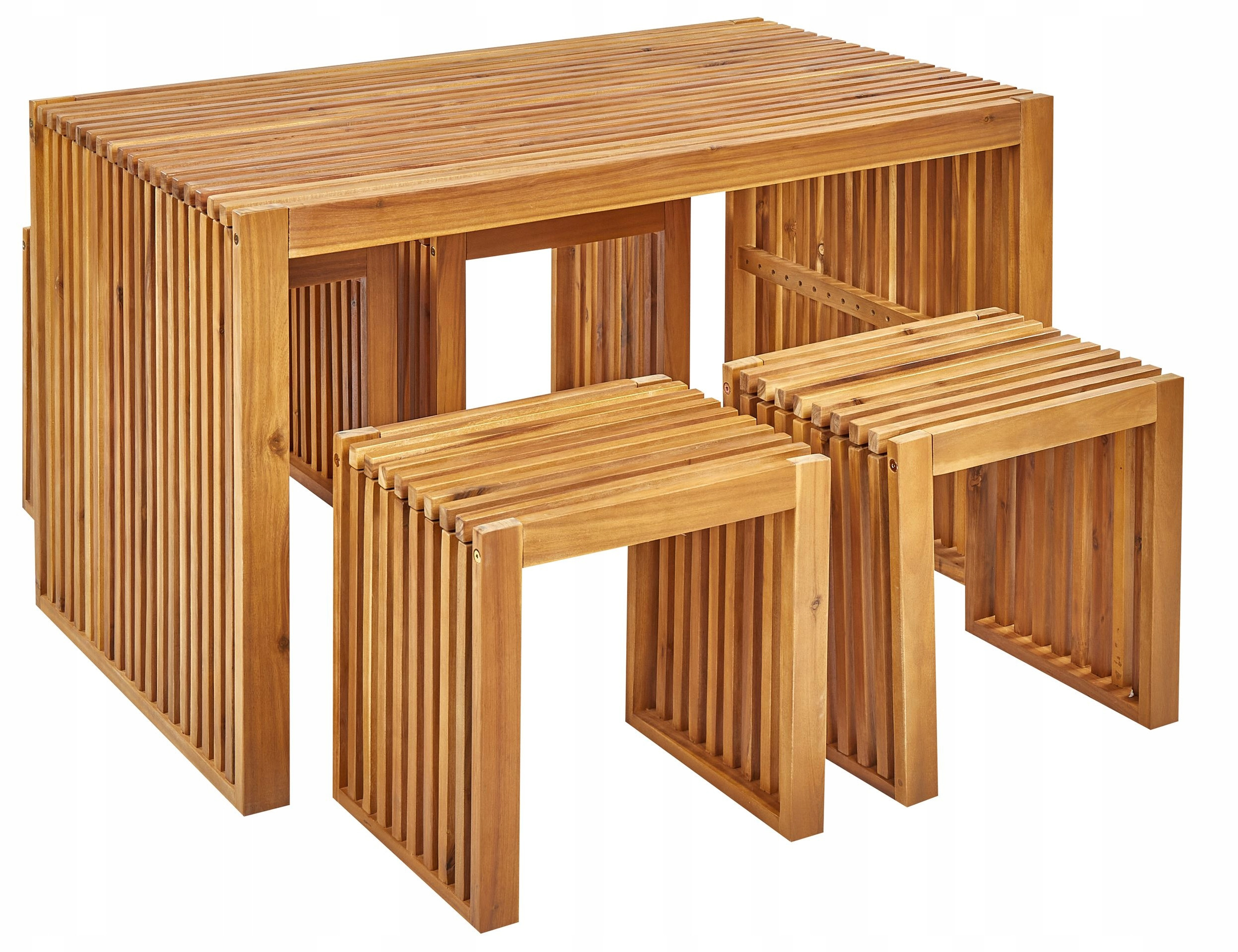 Zestaw jadalniany dla 4 osób Drewno Jasne drewno BELLANO – Elegancja i funkcjonalność w Twoim ogrodzie