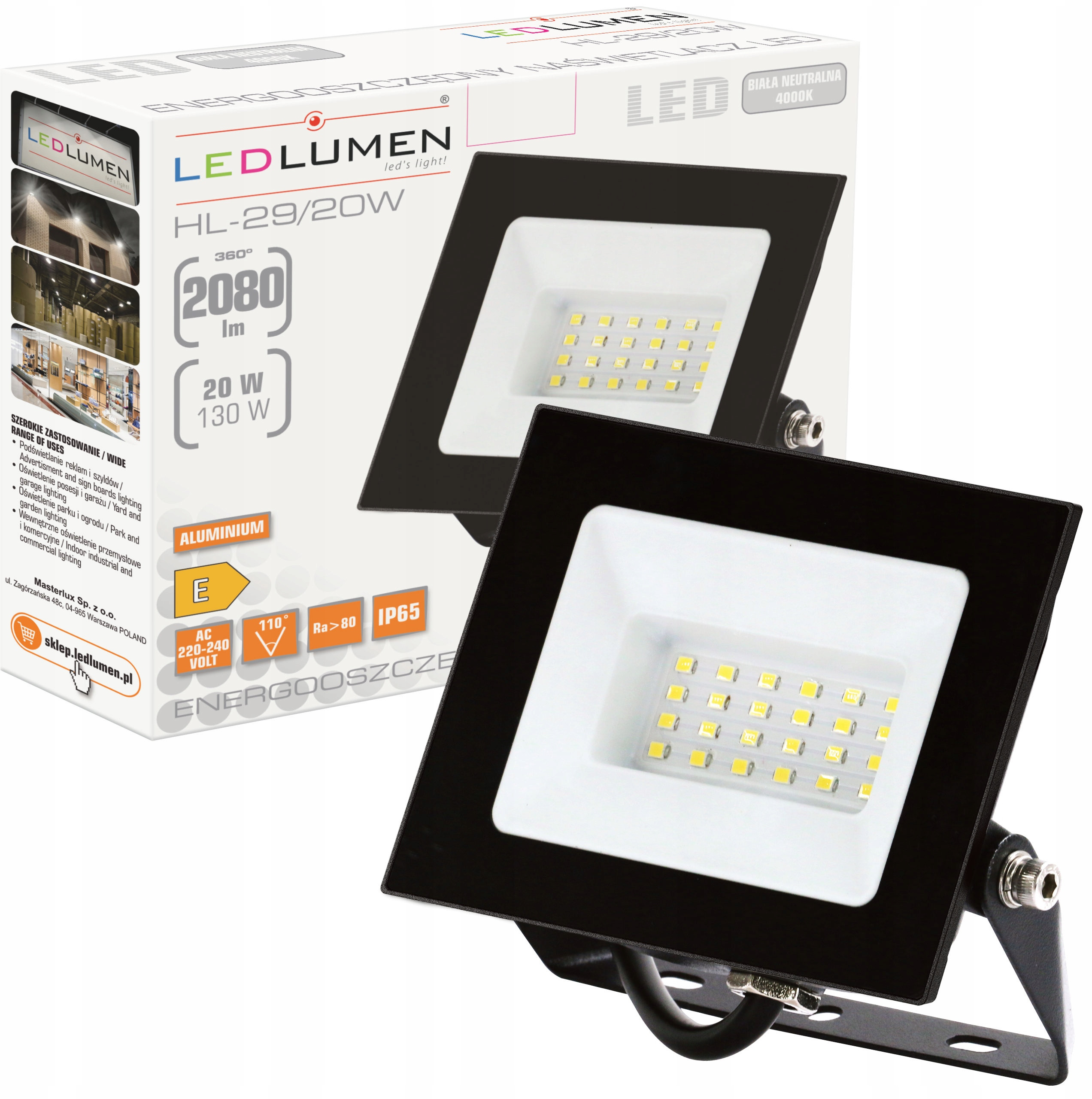 Naświetlacz LED HL-29/20W – Wydajna i trwała lampa zewnętrzna