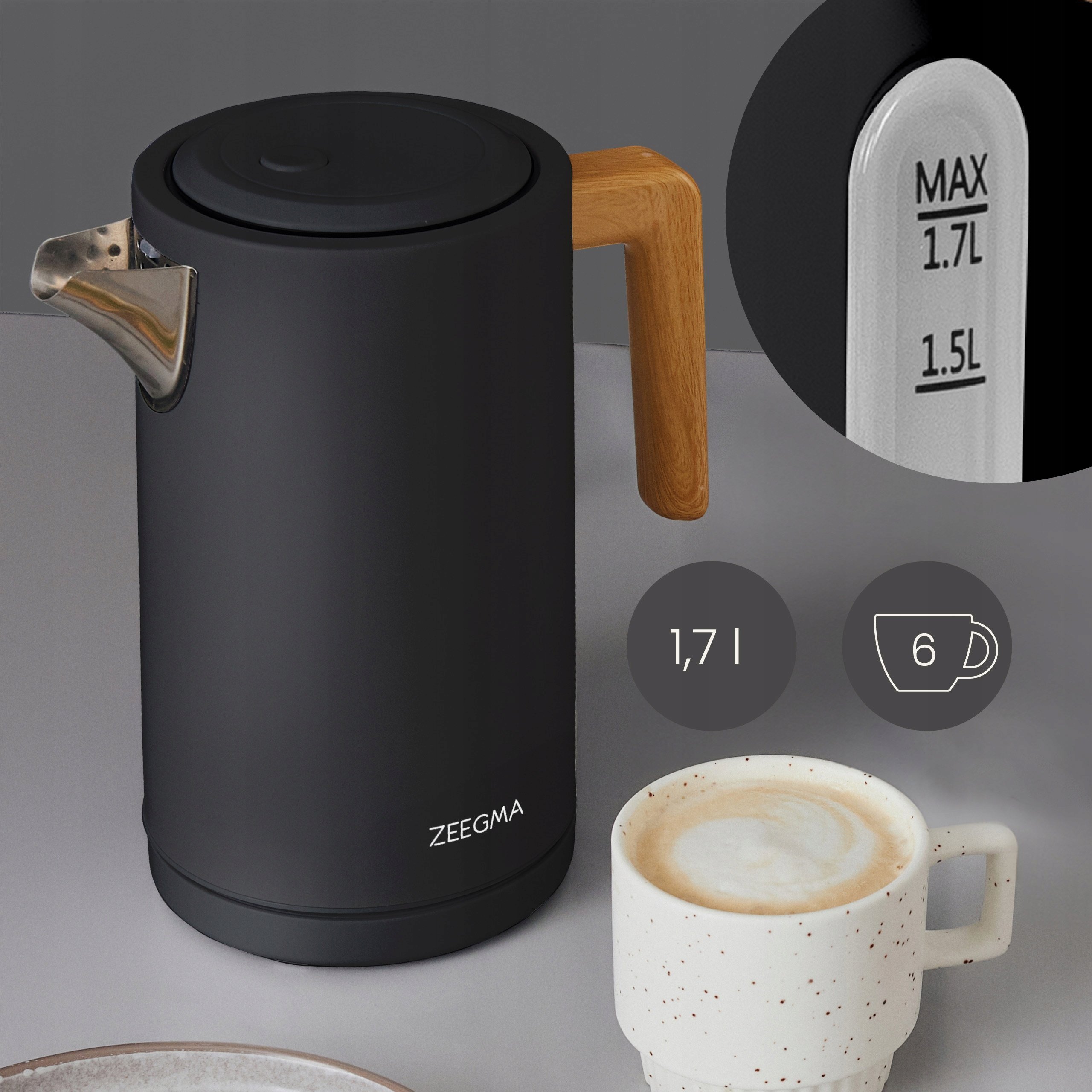 Duża pojemność 1,7 litra – Idealny do przygotowania napojów dla gości