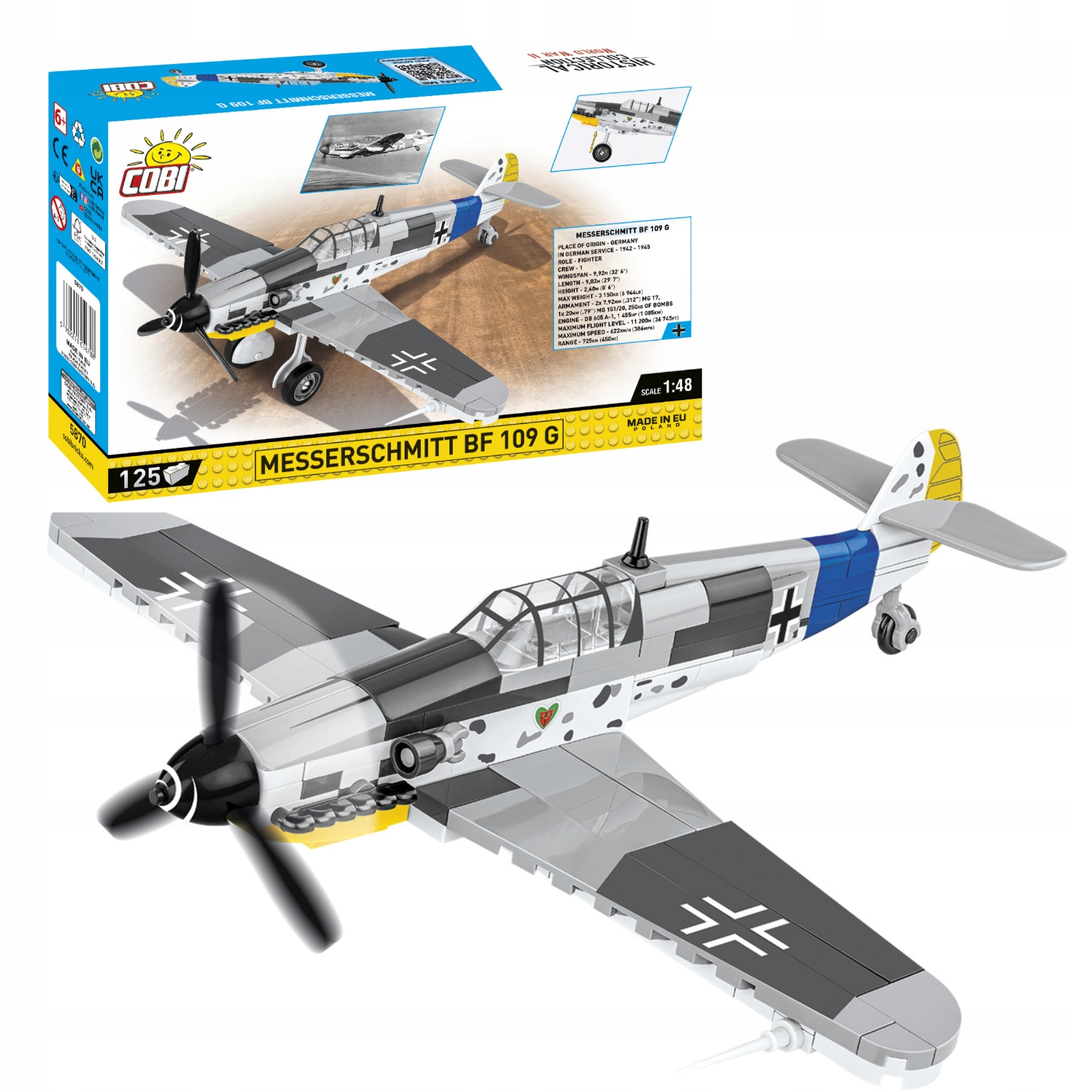 KLOCKI COBI 5870 Samolot Messerschmitt Bf 109 G HC WW2 – Klasyka lotnictwa w Twojej kolekcji