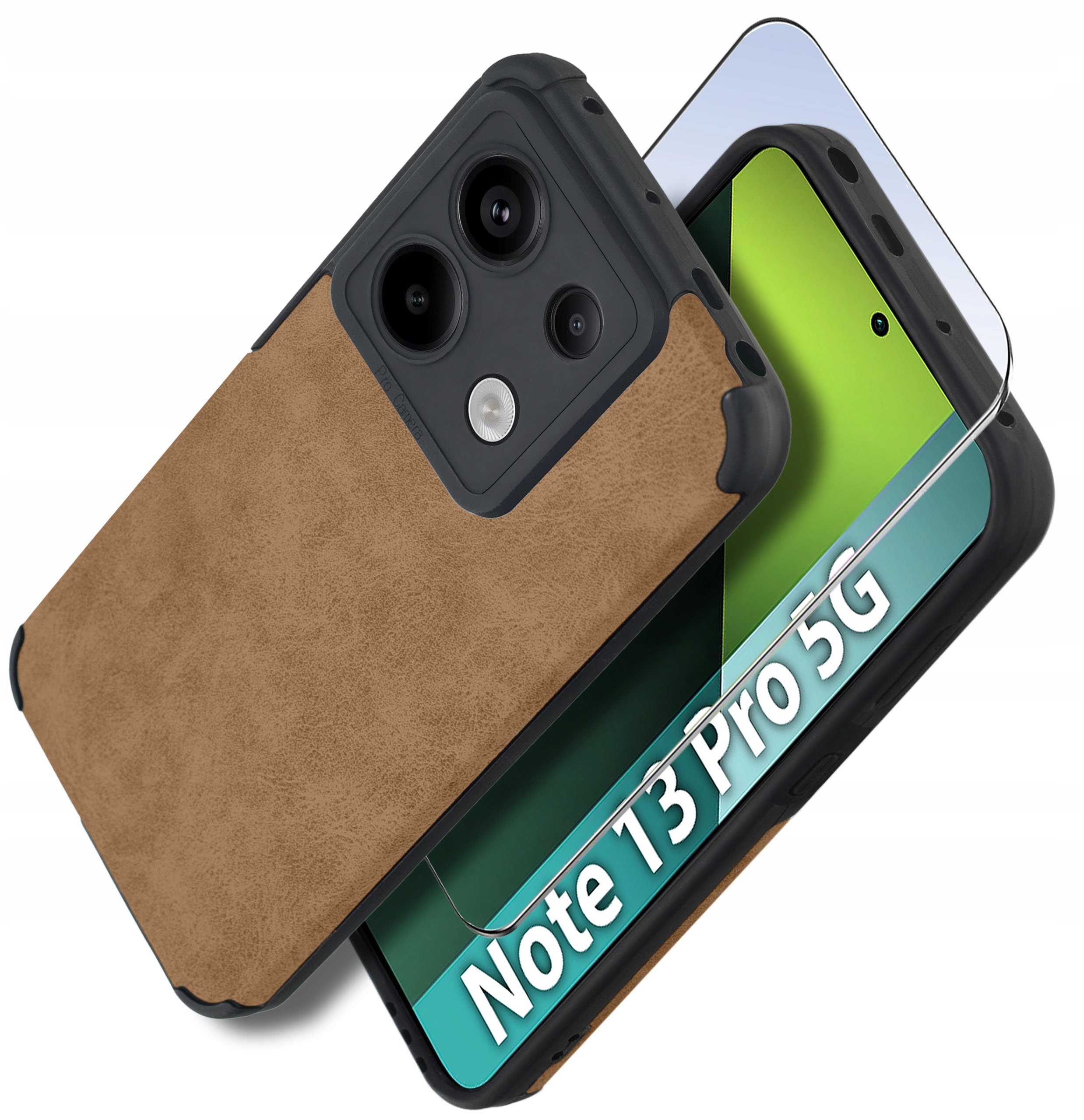 Etui do Xiaomi Redmi Note 13 Pro 5G silikonowe SKÓRZANE VINTAGE + Szkło 9H – Ochrona i styl