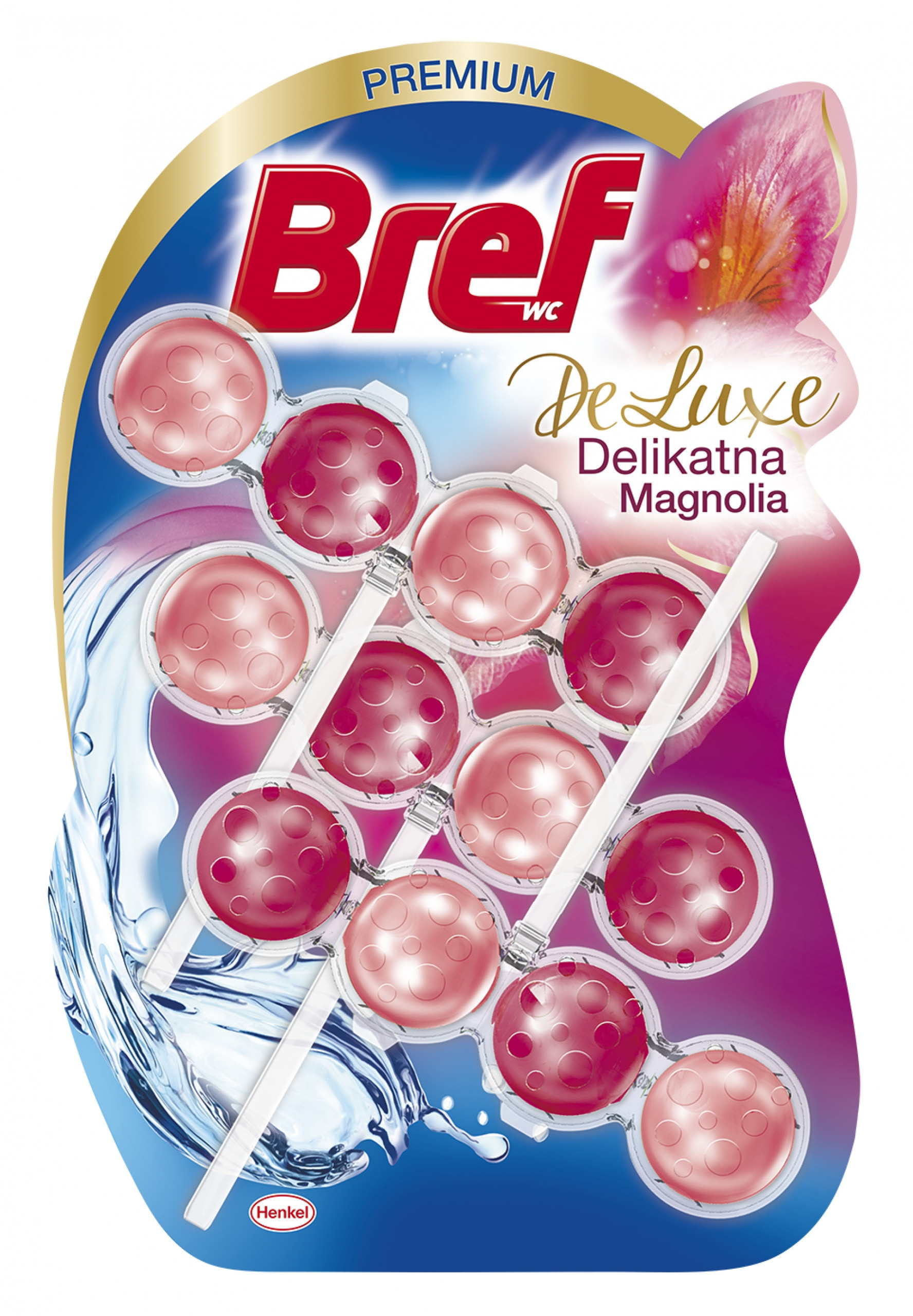 Kostka do WC BREF Deluxe Delikatna Magnolia 3x50g – Luksusowa świeżość w Twojej toalecie