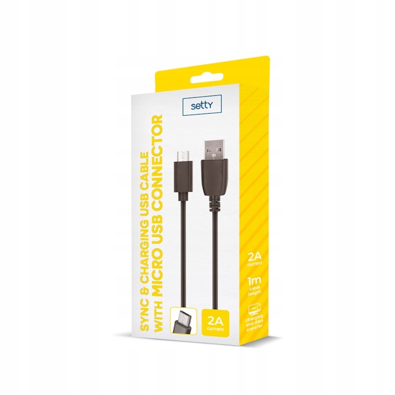 Kabel USB Setty 1m 2A micro USB czarny – Niezawodność i wygoda w codziennym użytkowaniu
