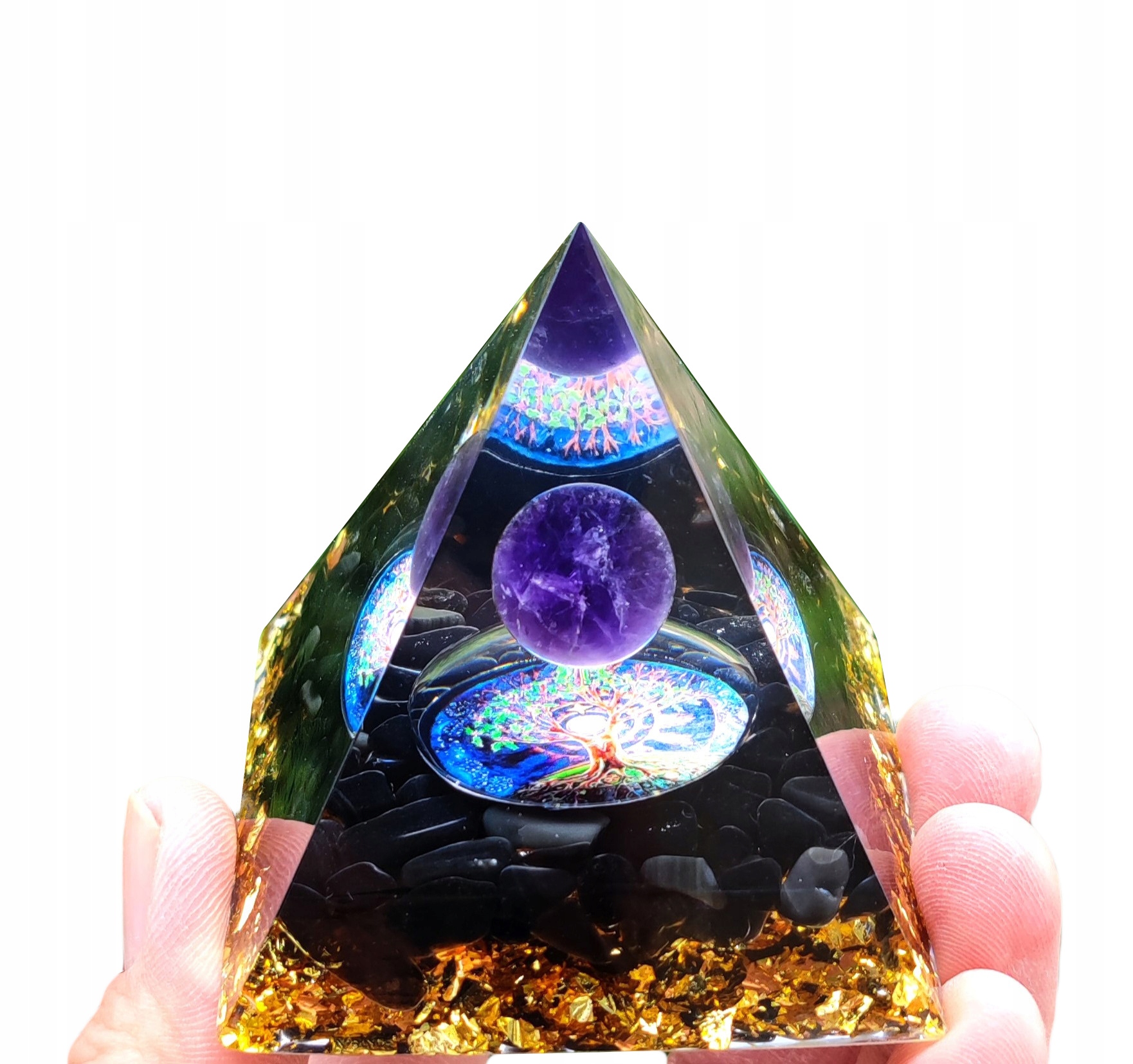 Piramida ORGONIT + LED Lampka PODSTAWA 5cm KRYSZTAŁ KAMIENIE AMULET 5cm HX03 – Magia pozytywnej energii w Twoim wnętrzu