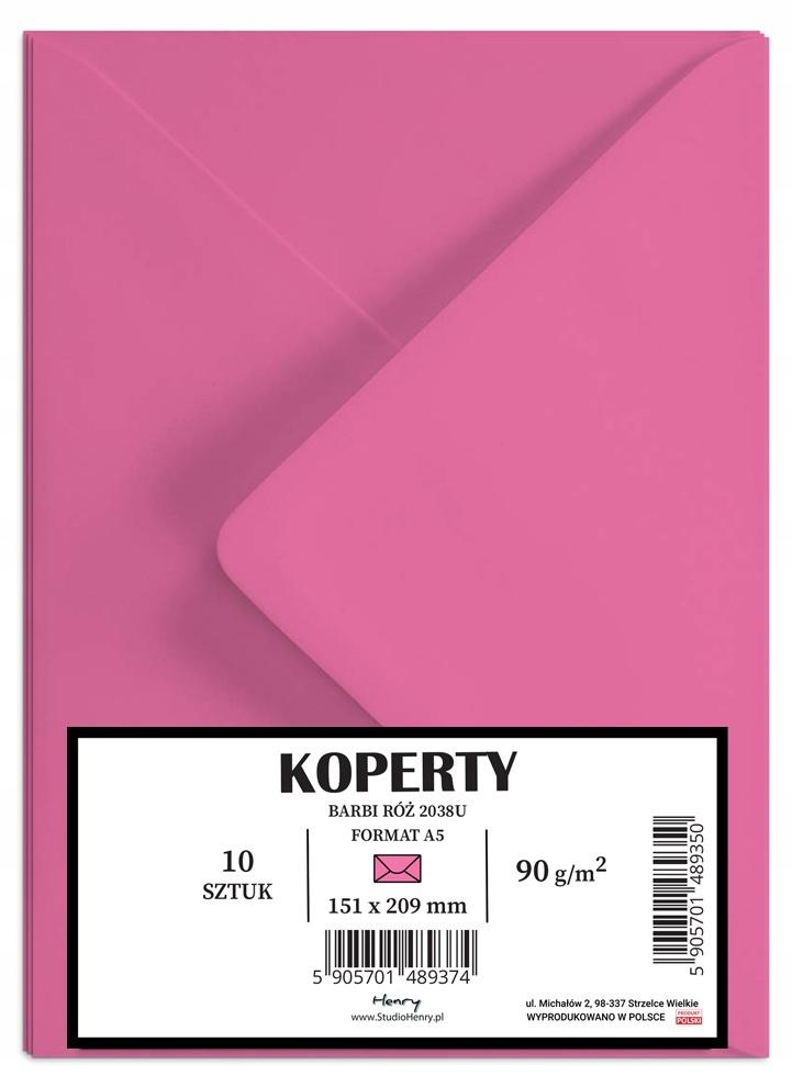 Koperty A5 Barbii róż 10szt – Idealne do biura i firmy
