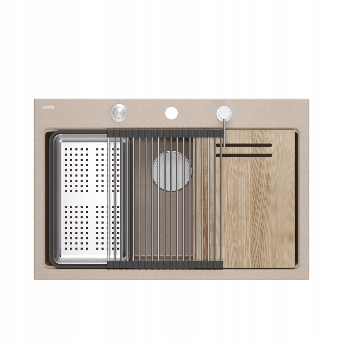 MARC 110 WORKSTATION GraniteQ – Zlewozmywak 1-komorowy w kolorze perłowym beżowym