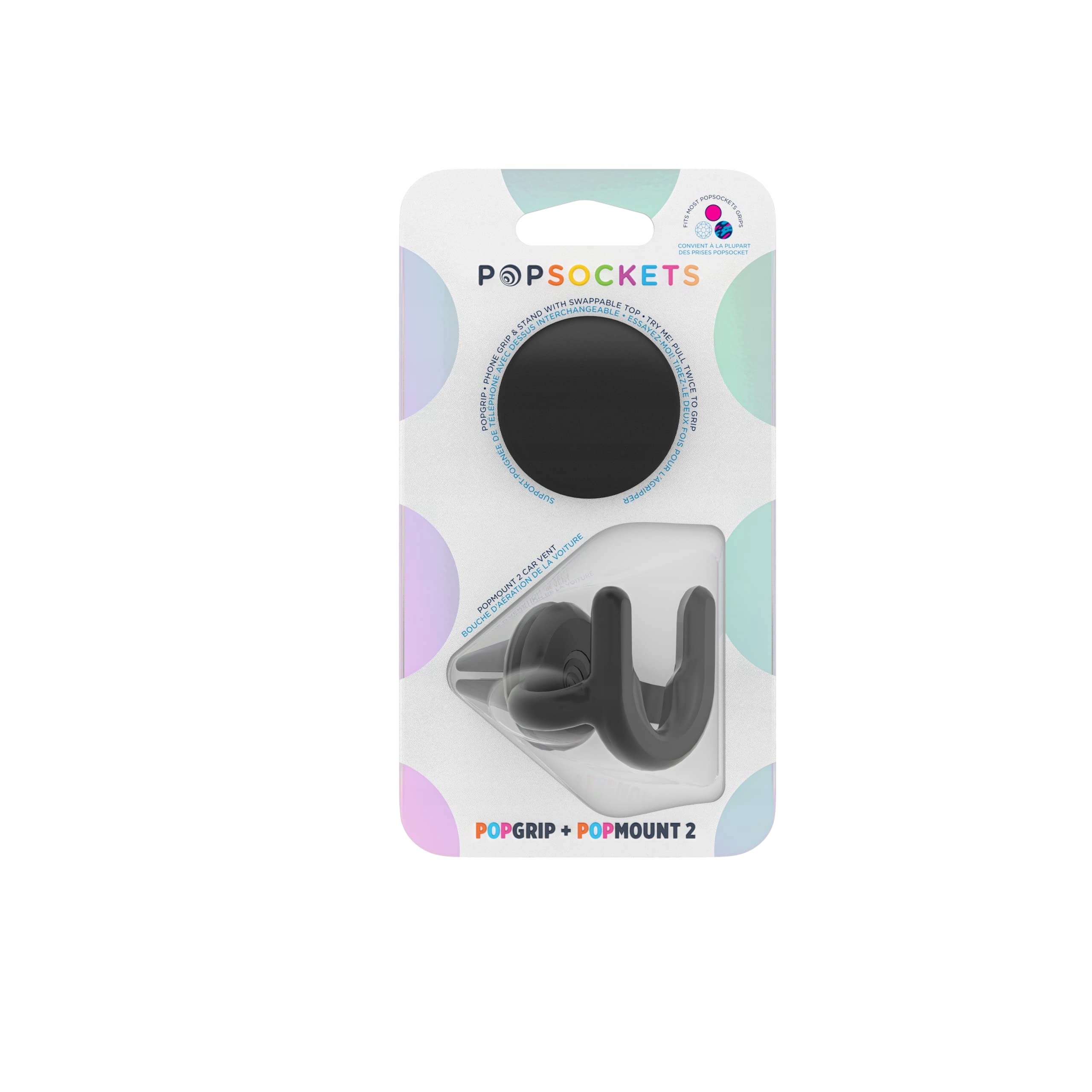 PopSockets Car Vent 2 + PopGrip czarny – Uchwyt na telefon do samochodu