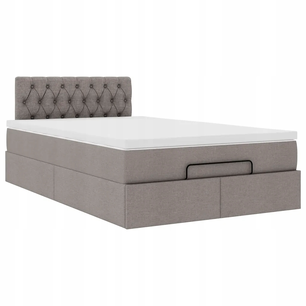 Rama łóżka otomana z materacem, taupe, 120x200 cm – Komfortowy sen i praktyczne rozwiązanie