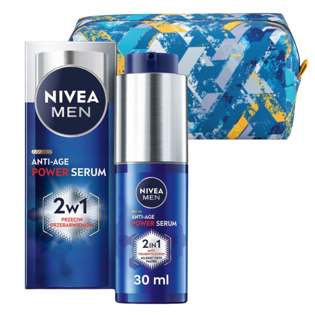 NIVEA MEN ANTI-AGE POWER Serum przeciwzmarszczkowe 30ml + Kosmetyczka – Twoje wsparcie w walce z oznakami starzenia