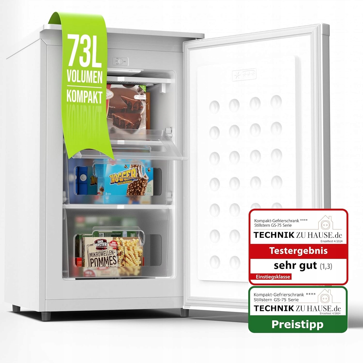 Stillstern Zamrażarka wolnostojąca C 73L -18°C 3 komory GS-75.1-C – Idealne rozwiązanie do przechowywania mrożonek