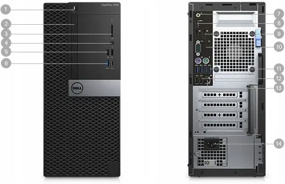 PC DELL Optiplex 7050 i5-7500 8GB 240GB W10 Tower Model procesora i5-7500