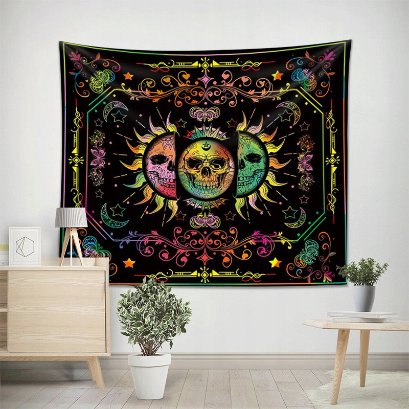 Dekoracja ŚCIENNA UV OBRAZ Fluorescencyjny GOBELIN ODBLASK 150x150cm Słońce – Ożyw swoją przestrzeń