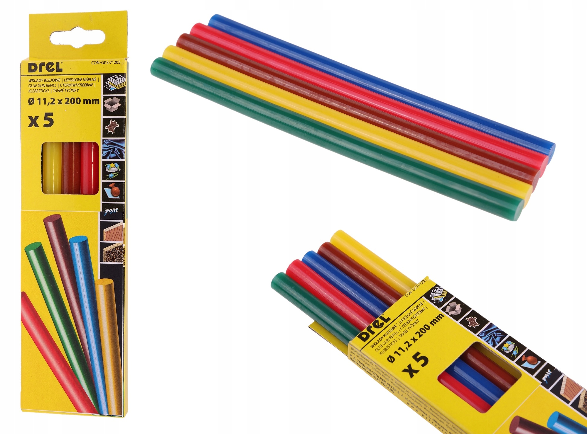 Wkłady klejowe kolorowe DREL 11.2x200 mm – Idealne do kreatywnych projektów
