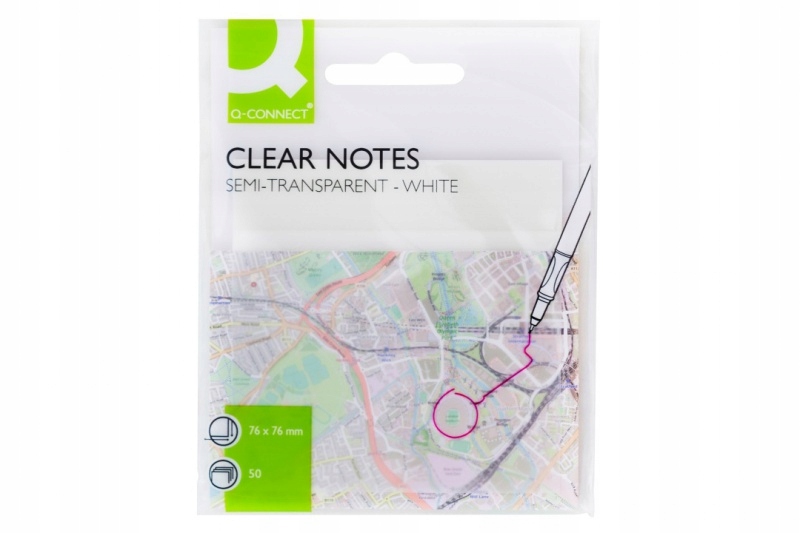 Bloczek samoprzylepny Q-CONNECT, półprzezroczysty, 76x76mm, 50k., biały – Idealne rozwiązanie do biura