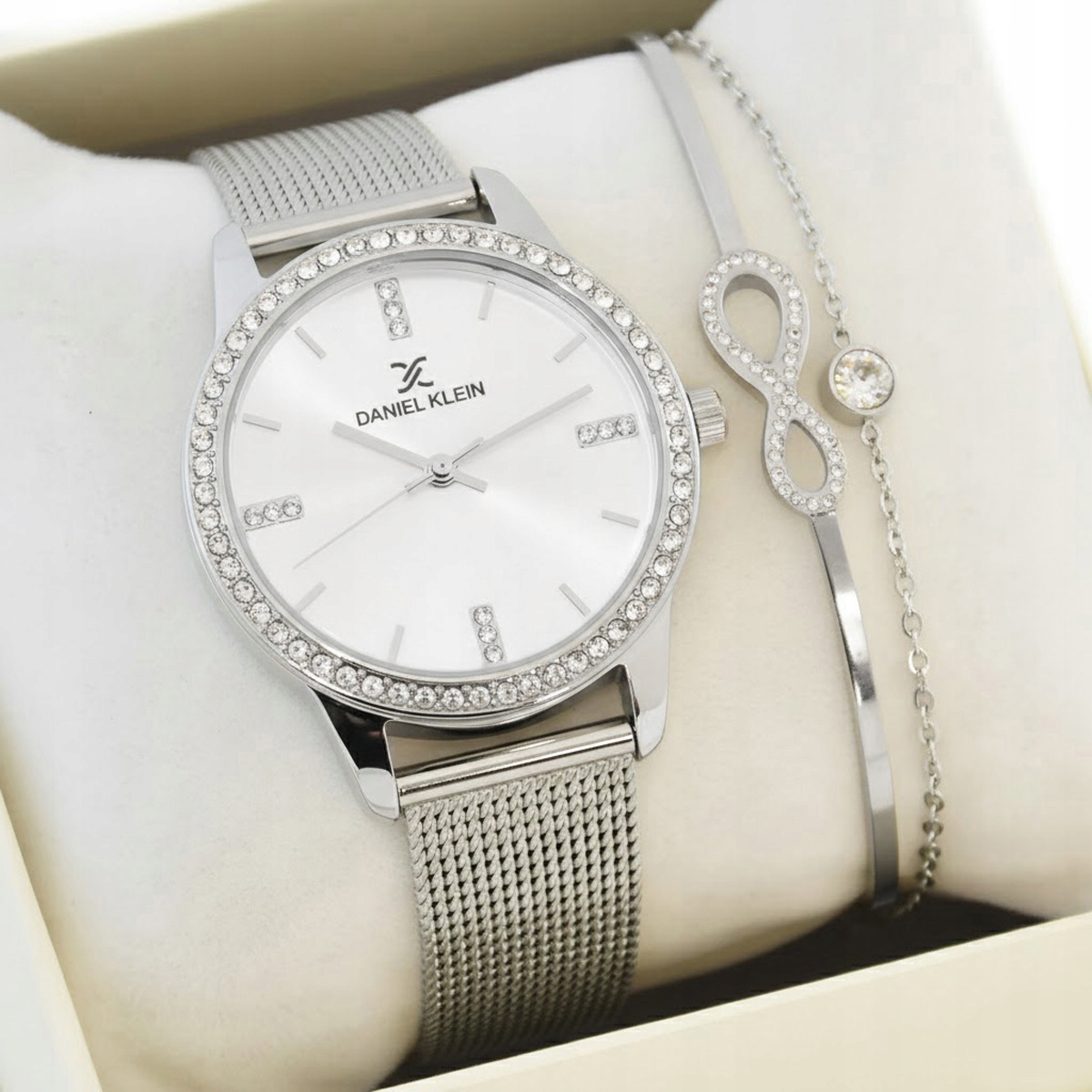 Zestaw damski zegarek Daniel Klein CORINA 13696-1 srebrny + bransoletka – Elegancja na każdą okazję