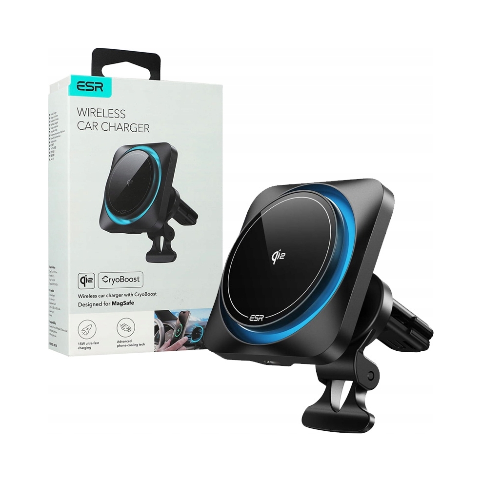 HALOLOCK CRYOBOOST MAGNETIC MAGSAFE DASHBOARD & VENT CAR MOUNT WIRELESS CHARGER QI2 15W – Nowoczesne ładowanie w Twoim samochodzie
