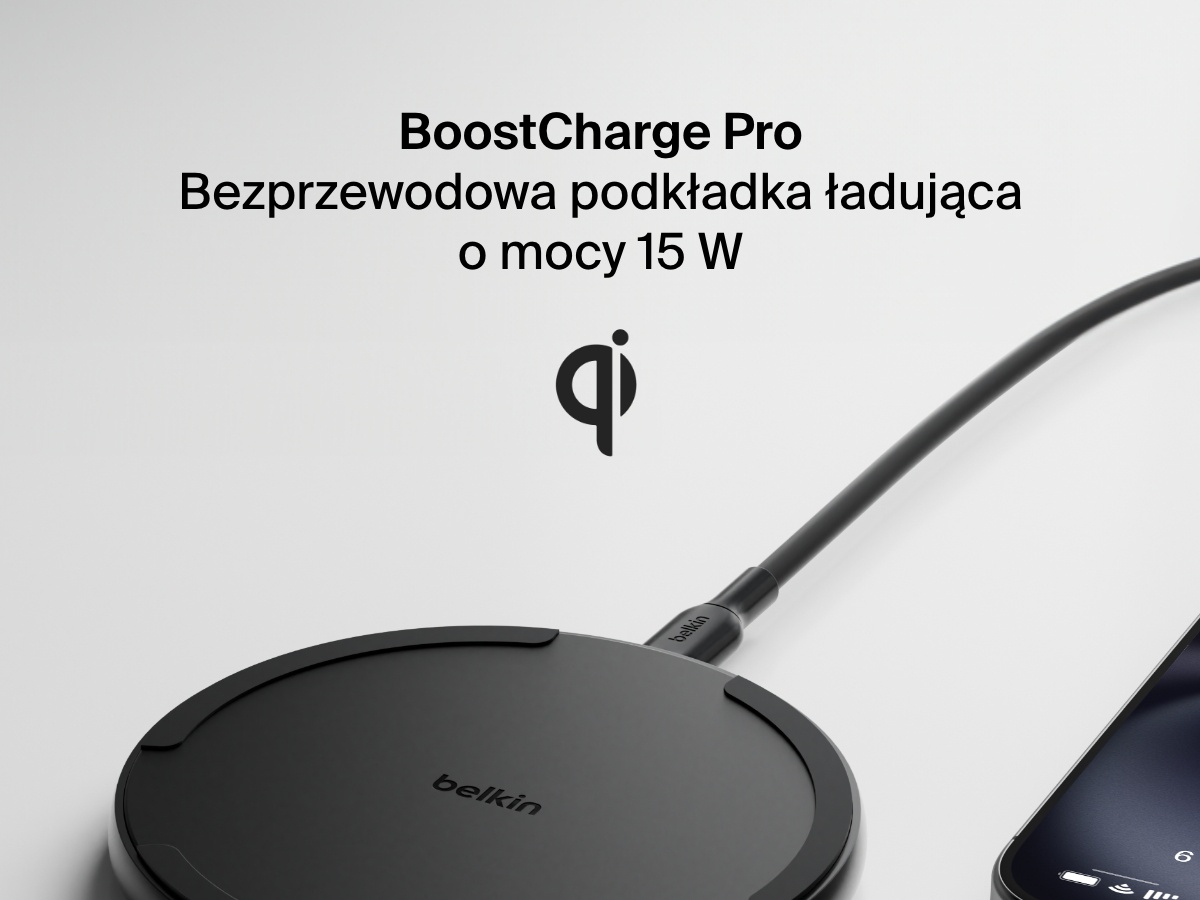 Belkin Ładowarka bezprzewodowa 15W, zasilacz 20W, czarna