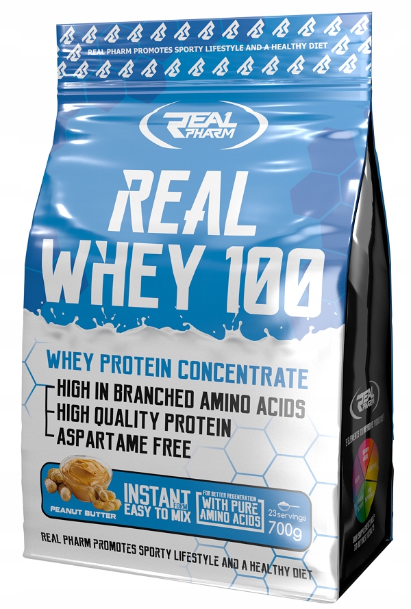 REAL WHEY 100 KONCENTRAT BIAŁKA PROSZEK 700G – Masło orzechowe dla aktywnych