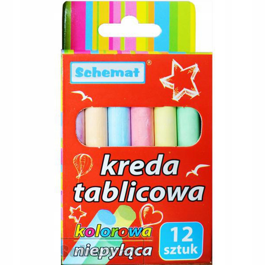 Kreda tablicowa 12szt kolor – Kreatywna zabawa dla dzieci