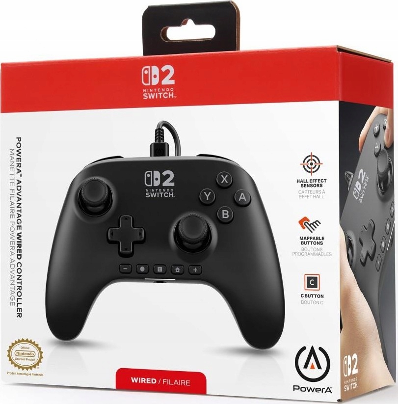 PowerA SWITCH2 Pad przewodowy Advantage czarny – Idealny kontroler do Nintendo Switch 2
