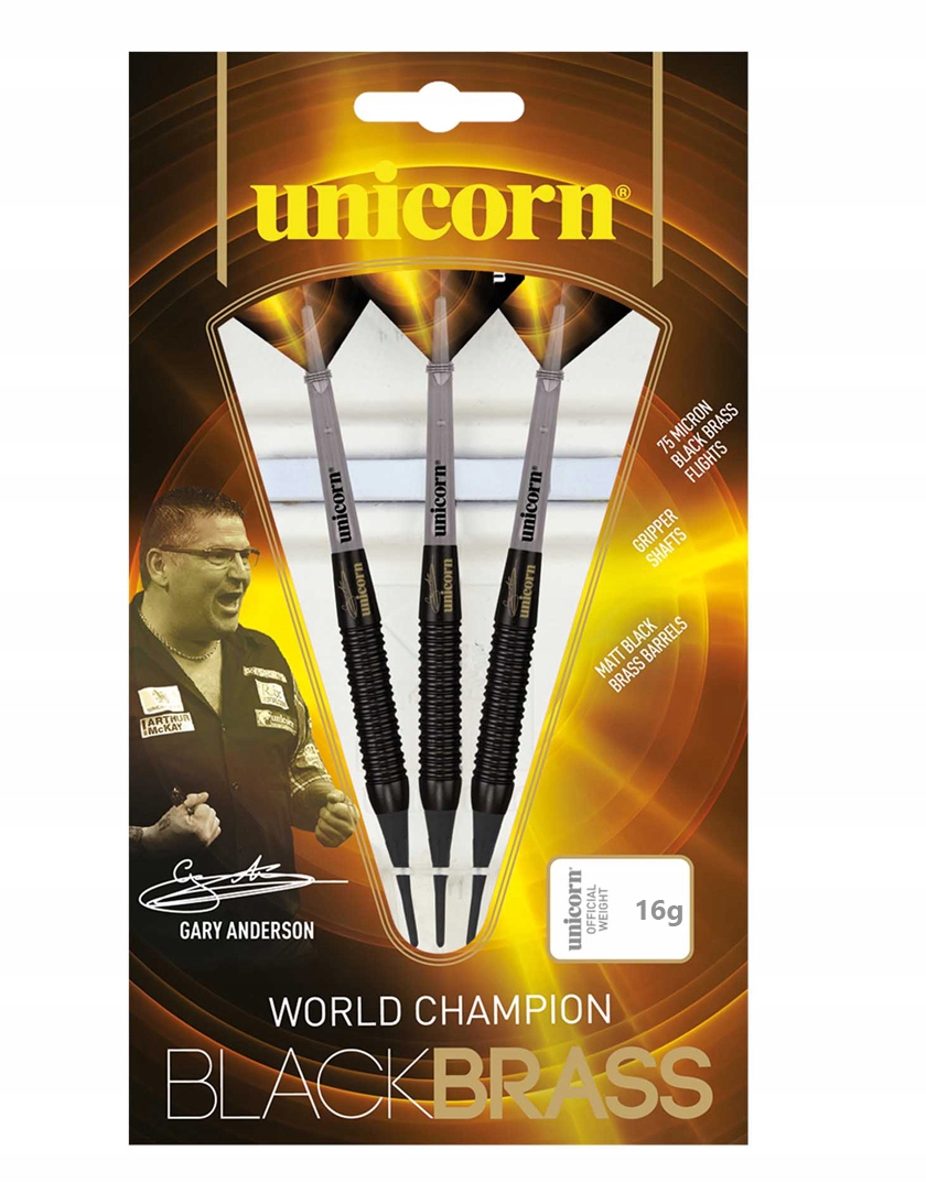 Rzutki soft tip BLACK BRASS - Gary Anderson 16 g – Idealne dla wymagających graczy