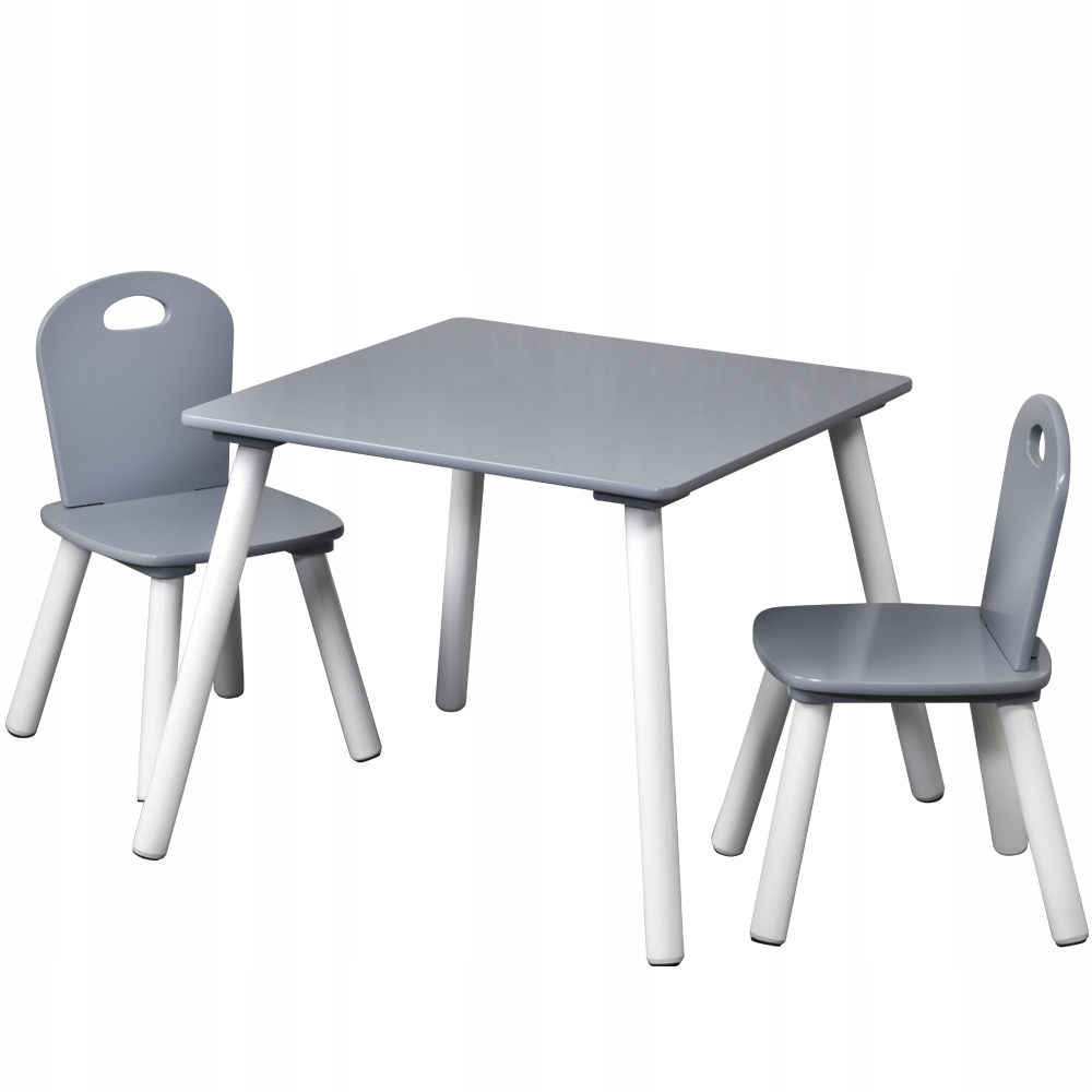 Stolik dziecięcy z 2 krzesełkami szary 45 x 55 cm – Idealne miejsce do zabawy