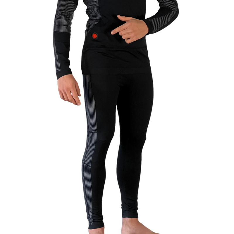 Ogrzewany zestaw bielizny termoaktywnej Glovii czarny, bluza i spodnie, 4 strefy grzewcze, L, XL