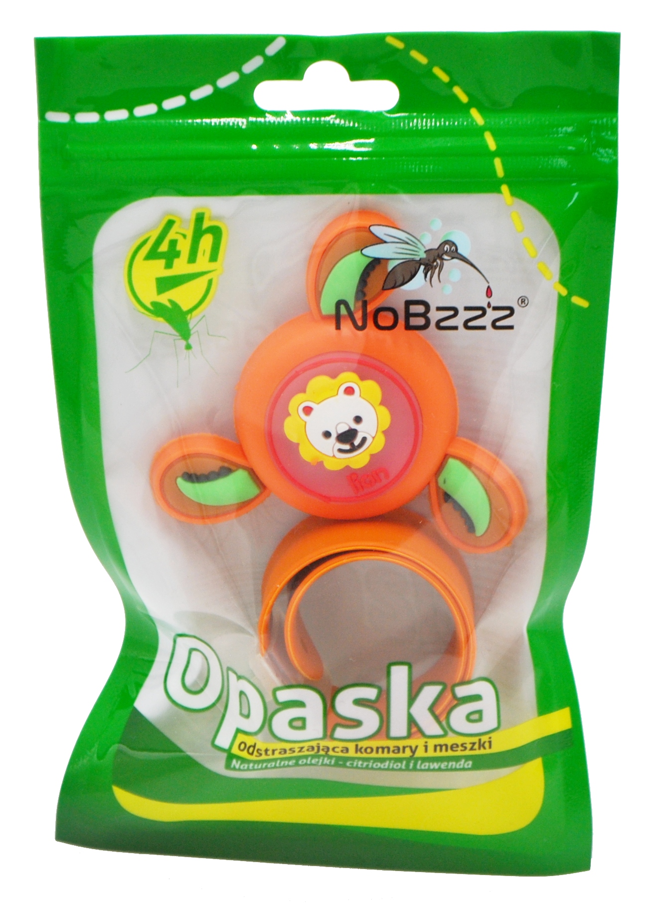 NoBzzz - obrotowa opaska na komary pomarańczowa – Skuteczna ochrona przed owadami