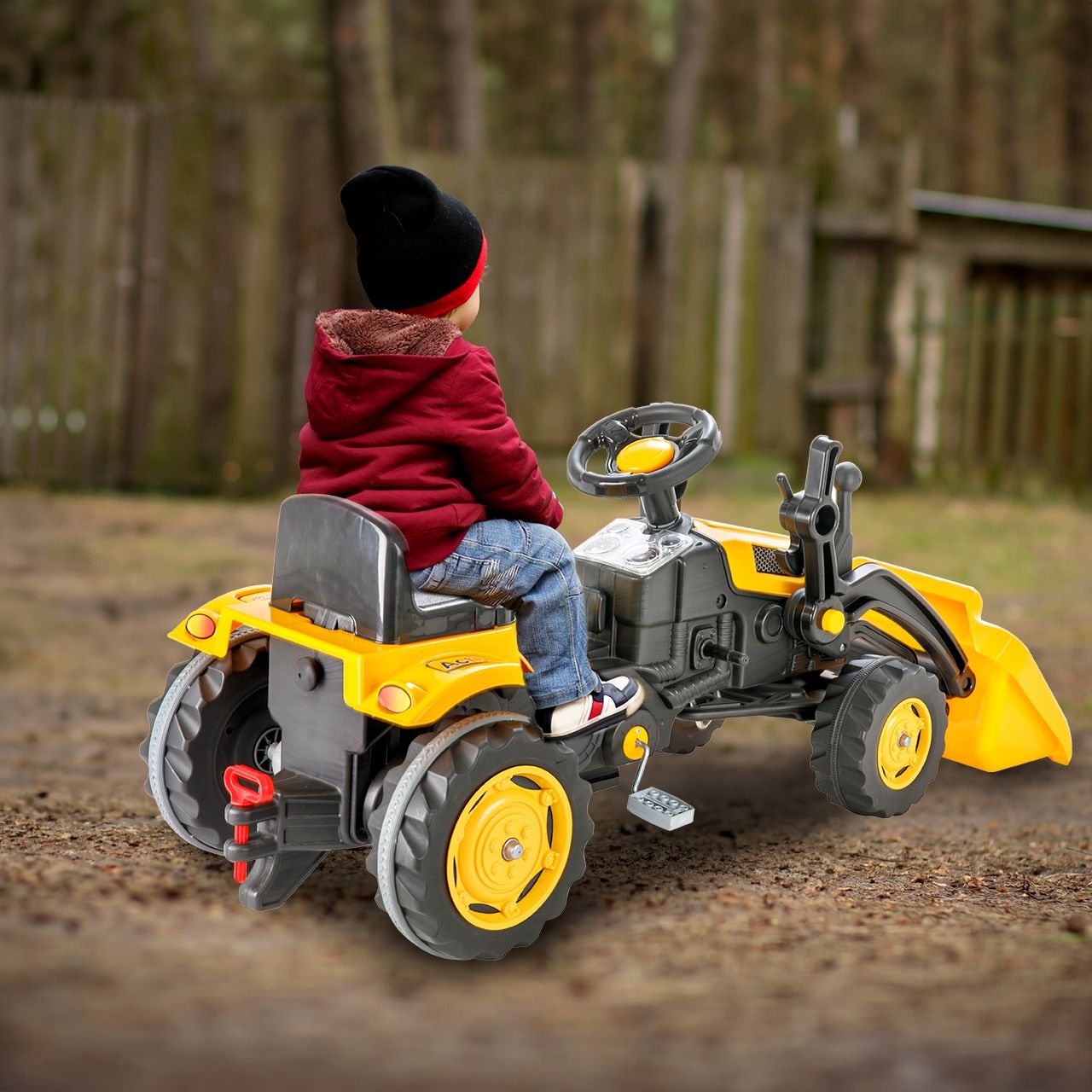 TRAKTOR KOPARKA Z ŁYŻKĄ PEDAŁY KIEROWNICĄ JEŹDZIK Waga produktu z opakowaniem jednostkowym 7.4 kg