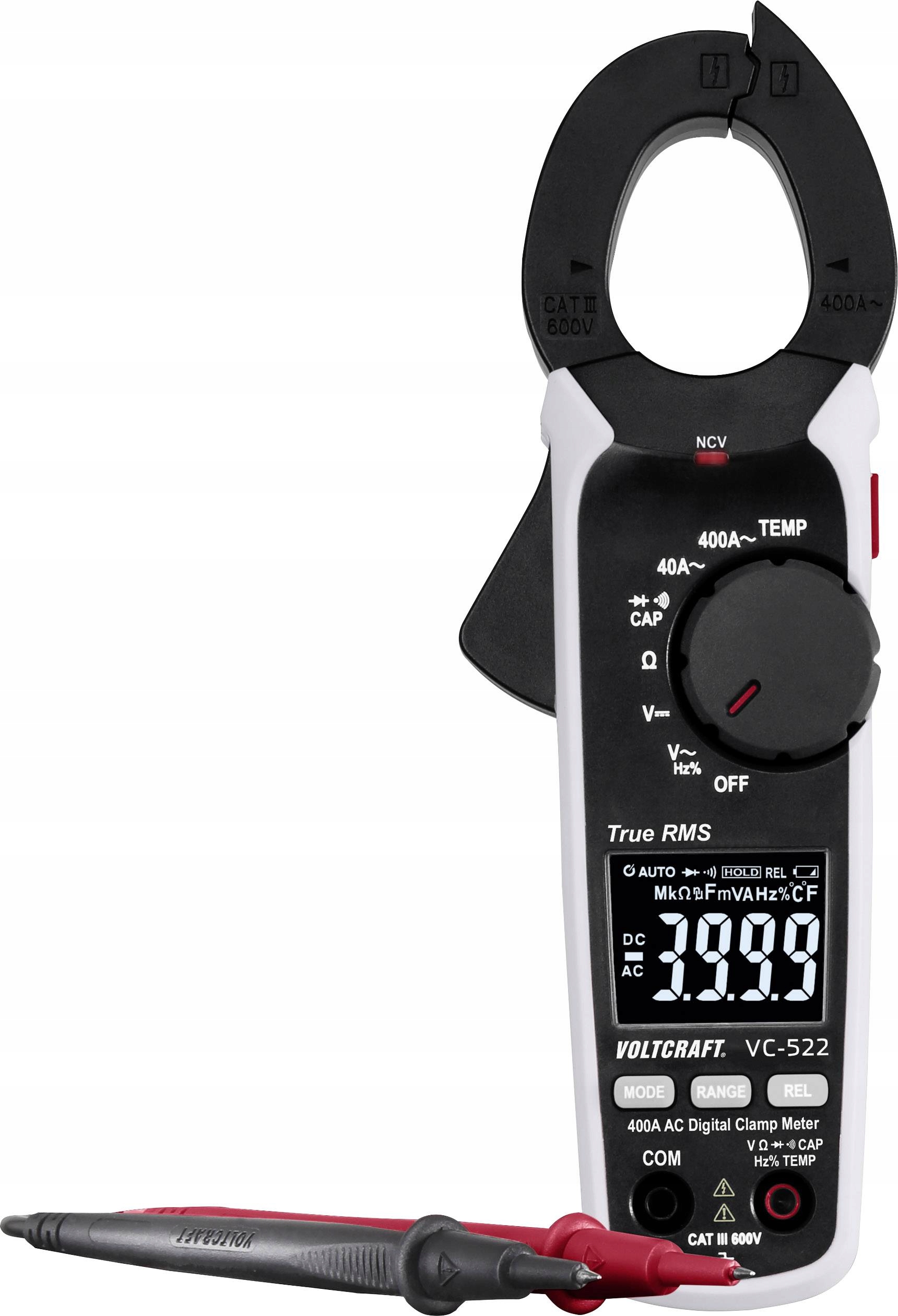 Miernik cęgowy cyfrowy VOLTCRAFT VC-522, CAT III 600 V – Niezawodne narzędzie do pomiarów elektrycznych