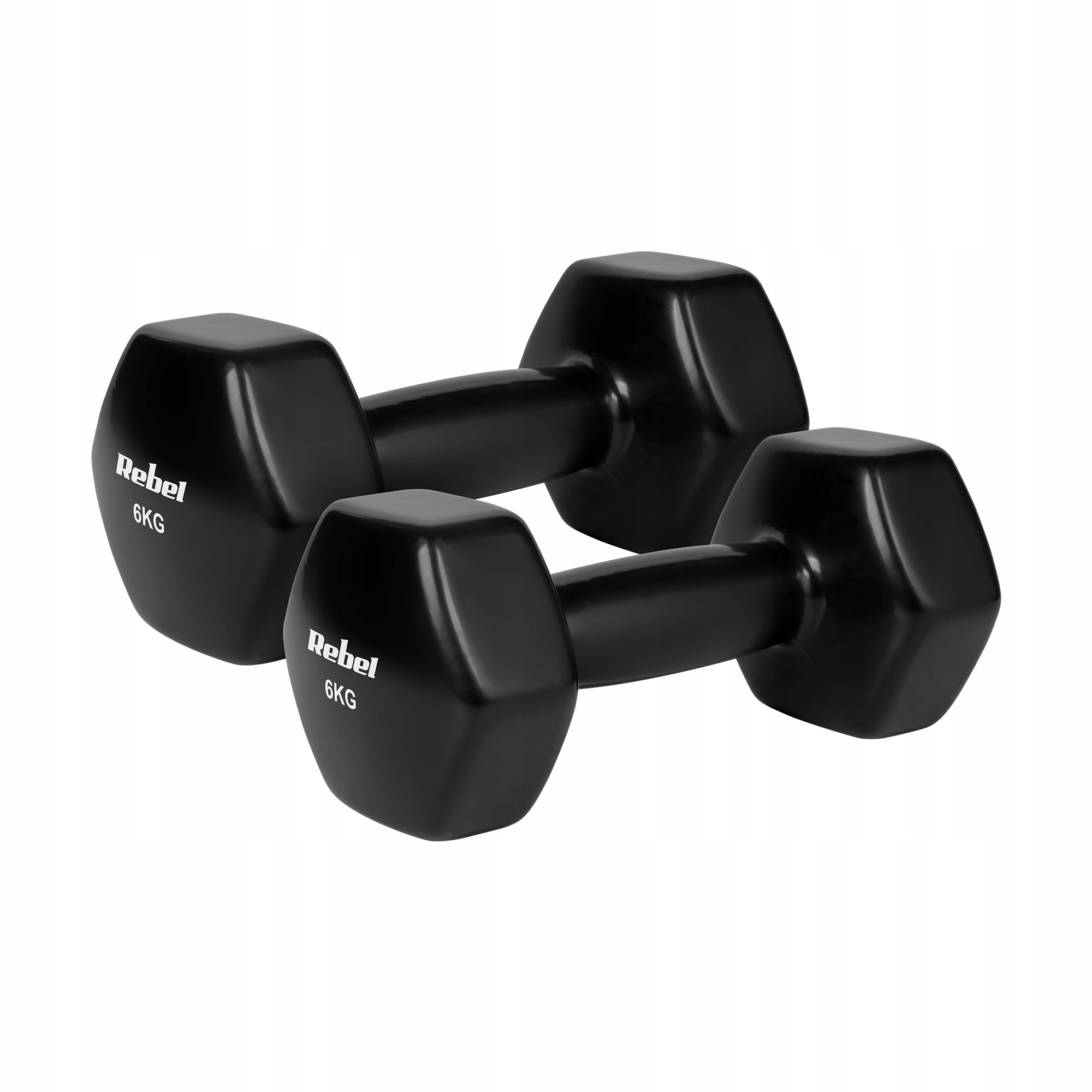 HEX 2x6kg REBEL ACTIVE Vinyl Cast Iron Dumbbells – Perfect for home training