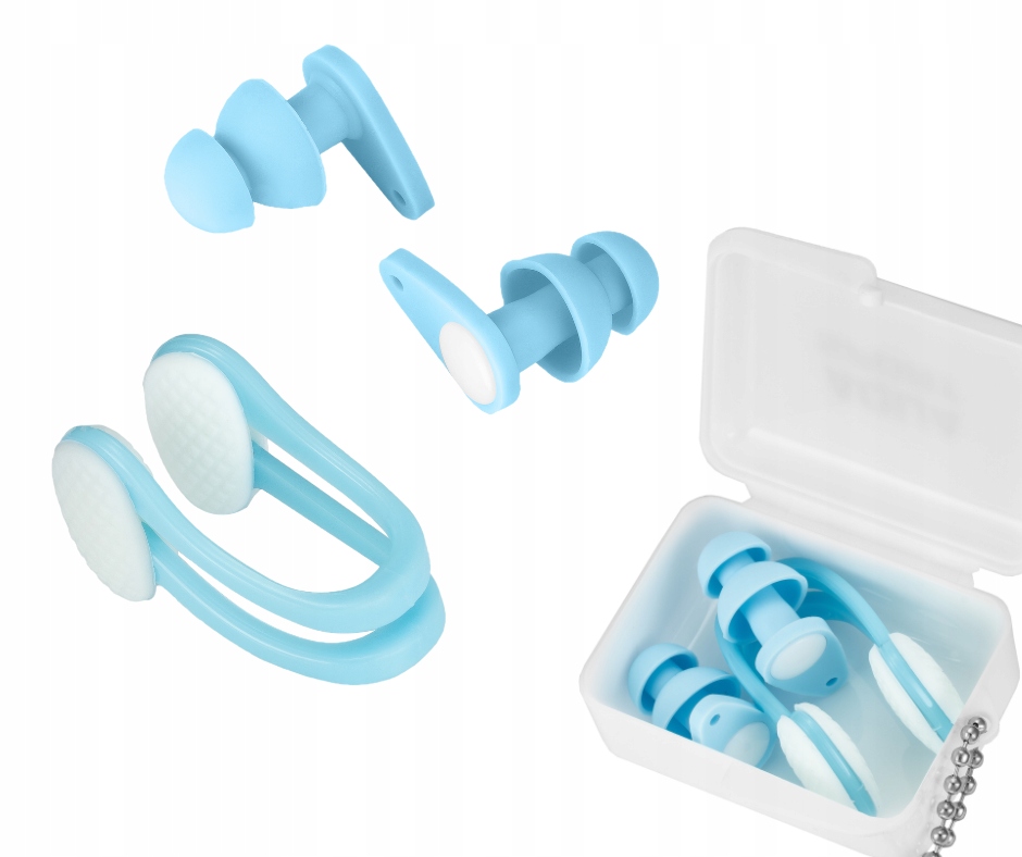 Aqua-Sport zestaw klips na nos zatyczki do uszu AquaCalm blue AS3151 – Komfort i bezpieczeństwo w wodzie