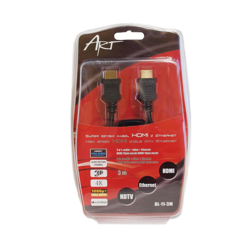 Kabel HDMI Art AL-11 - HDMI 3m czarny – Idealne połączenie audio-video