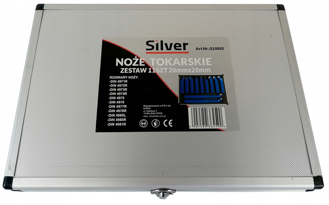 Noże tokarskie Silver 20x20mm w walizce - 11 sztuk