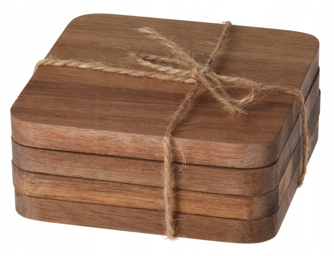 Podkładki pod kubki z drewna akacji FOSSER – Elegancja i funkcjonalność w Twojej kuchni