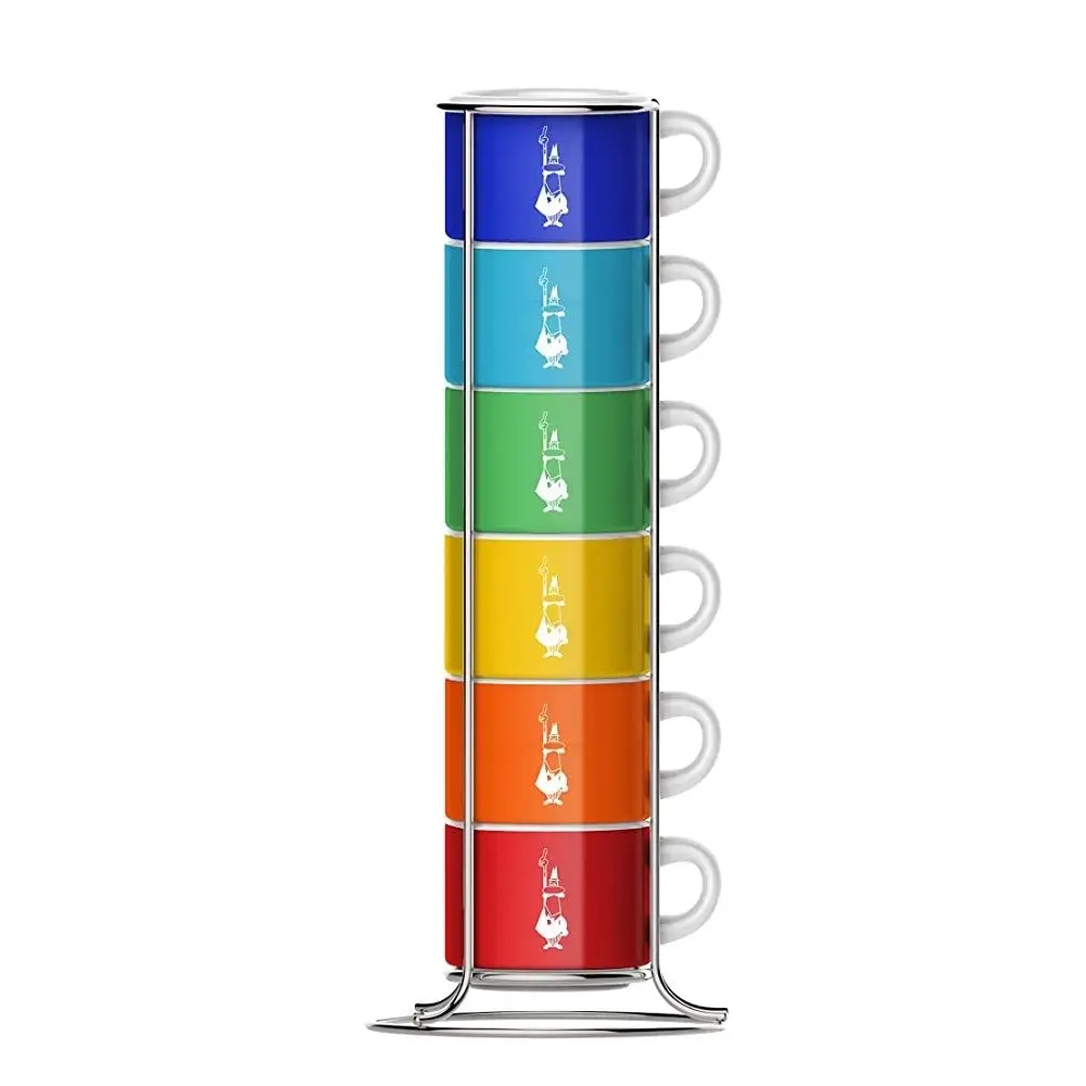 Bialetti Color – Zestaw 6 filiżanek do espresso na stojaku