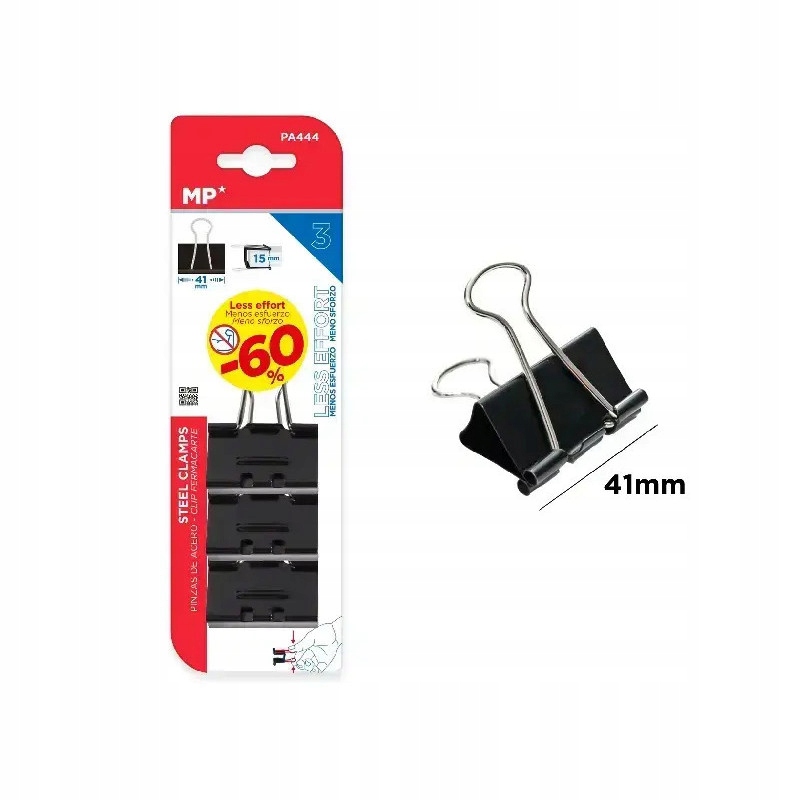 Klipy biurowe 41mm 3szt – Niezbędne akcesoria do biura