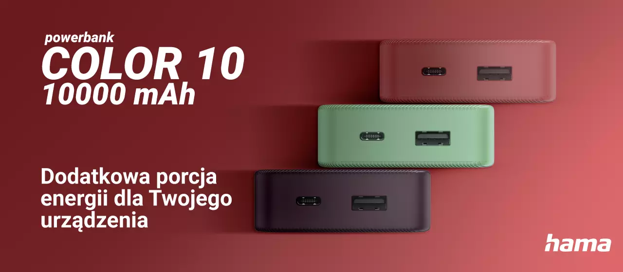 Power pack Hama Color 10 10000 mAh czerwony – kolorowy powerbank o dużej mocy
