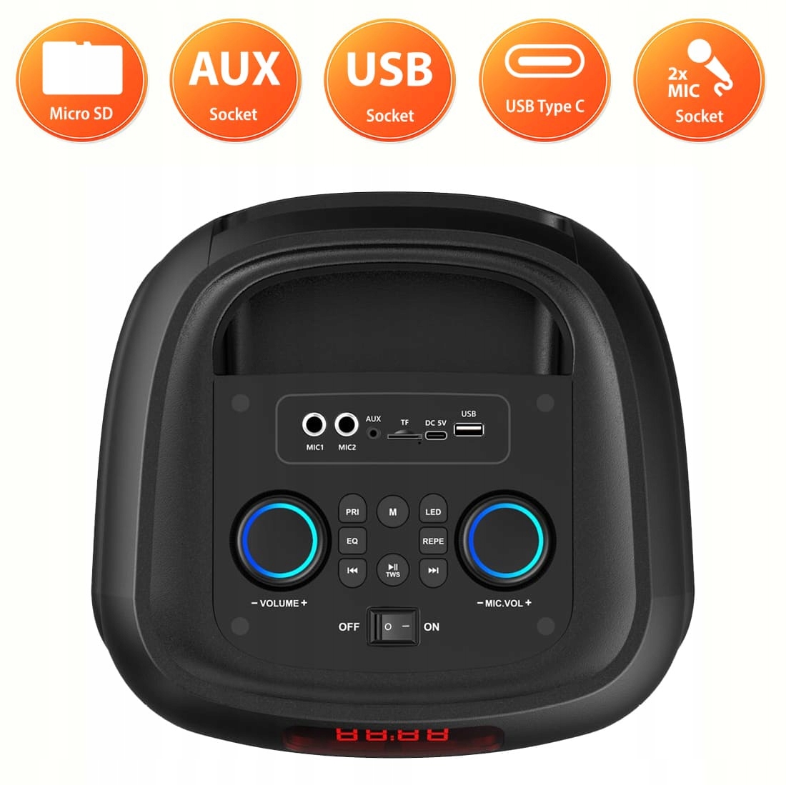 Dwa 8-calowe głośniki – dynamiczne i głębokie basy